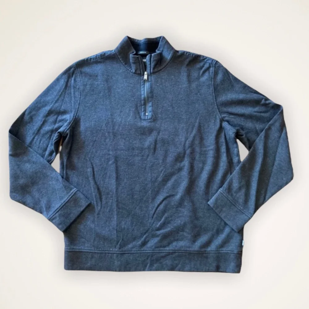 Hugo Boss Zip Neck Long Sleeve Gray Sweater Men’s XL